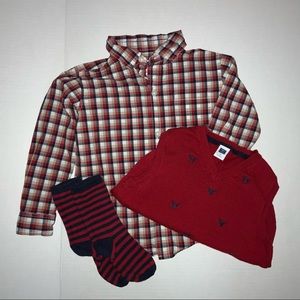 Janie and Jack Holiday Set: Socks, Vest and Shirt